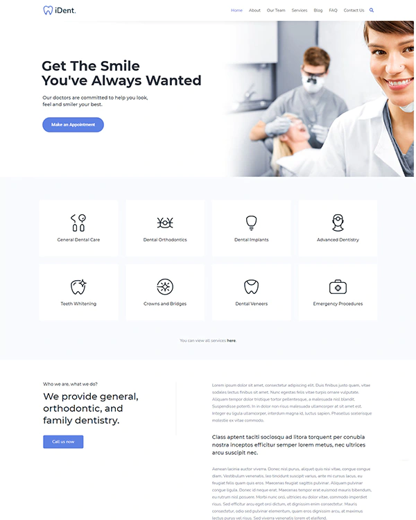 Modern Clinic homepage preview